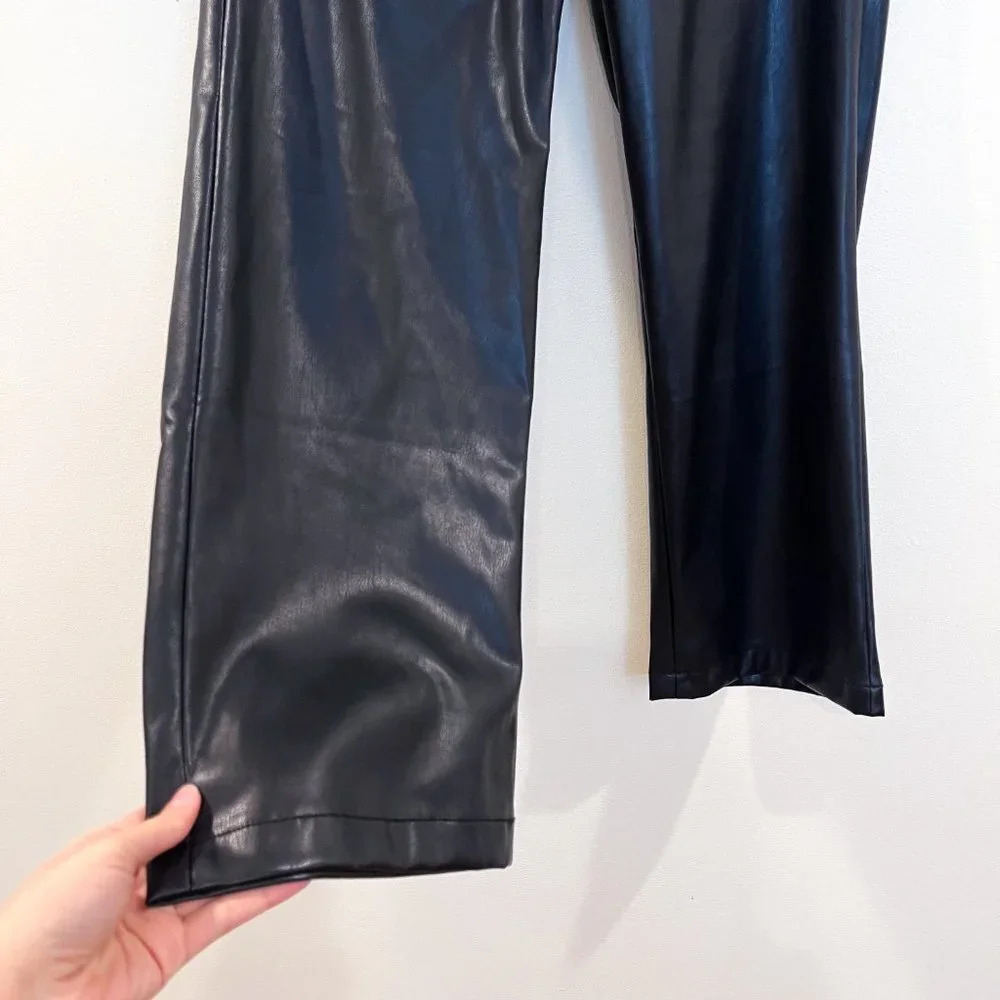 Mother Skippety Ankle Black Faux Vegan Leather Classic Straight Leg Pants Small - Picture 6 of 12
